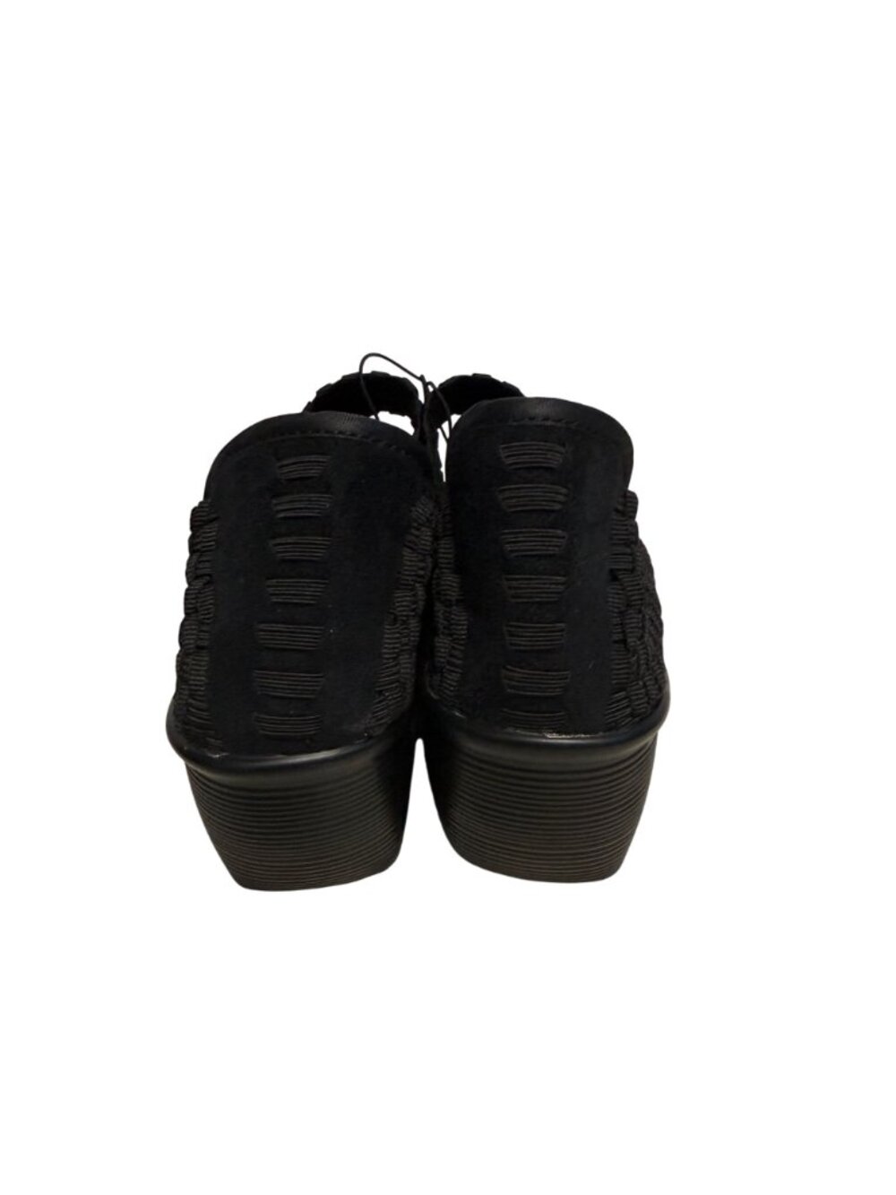 White Mountain Slip On Mary Jame Platform Wedge Knit Woven Black Size 8.5 NWOT - Picture 3 of 4